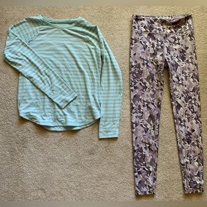 Athleta Girl legging and long sleeve shirt bundle